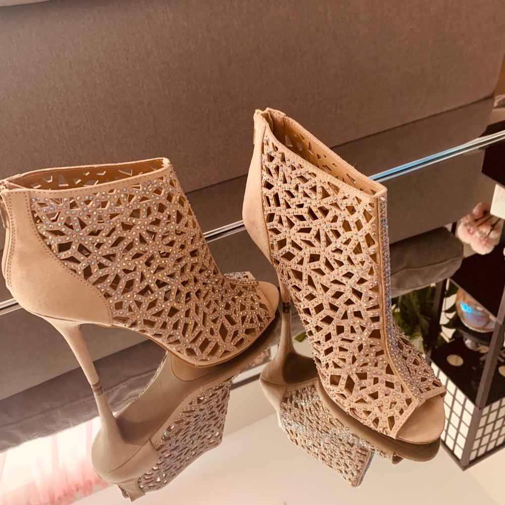 ZigiSoho Champagne Glitter Booties